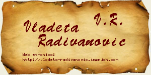 Vladeta Radivanović vizit kartica